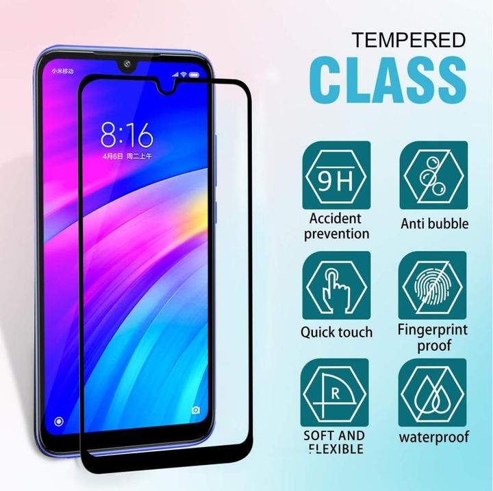 Actual product image Screenguard Xiaomi Redmi 7 Full Screen Protective Glass Film 2.5D 9H (1 Piece, Xiaomi Redmi 7)