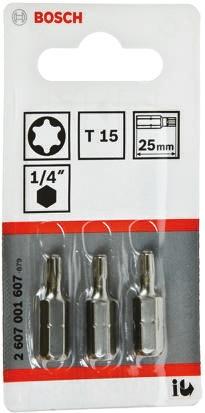 Produktbild Bosch Professional Zubehör Schrauberbit Extra-Hart T15, 25 mm, 3er-Pack (T15)