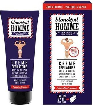 Actual product image Blondépil Homme Depilatory Cream & Exfoliating Glove for Extra Sensitive Intimate Areas 100ml (100 ml, 1 x)
