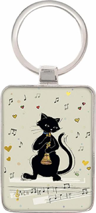 Kiub schlüsselanhänger rechteck katze musik trompete bug art