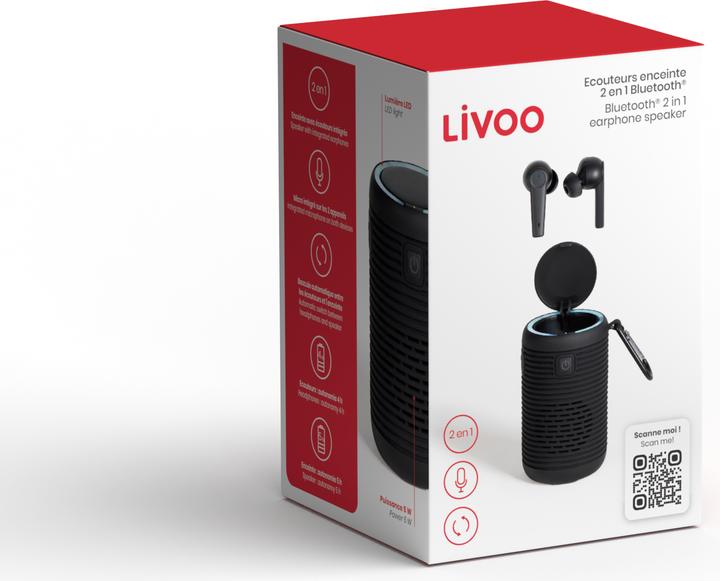 Image du produit Livoo Ecouteurs enceinte 2 en 1 Bluetooth (5 h, Sans fil)