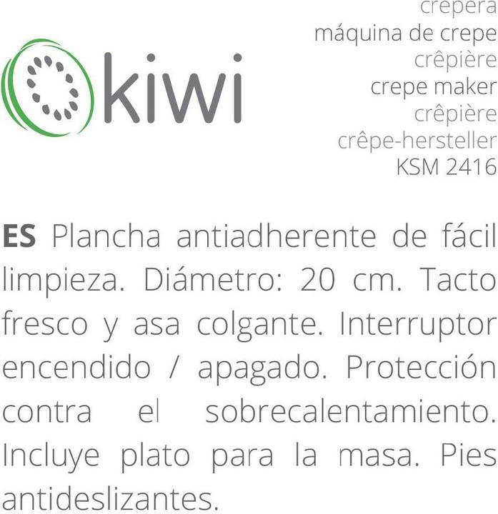 Actual product image Kiwi electric crepe maker 20cm 600w