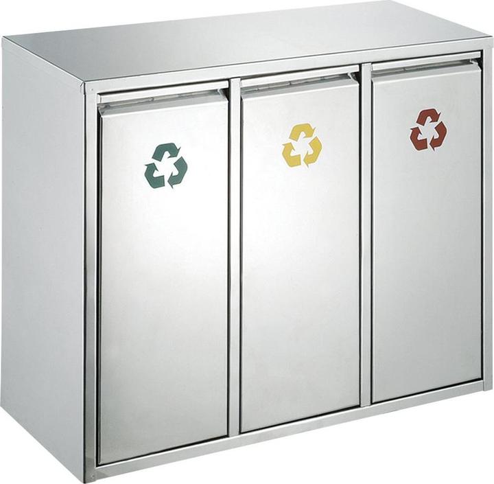 Actual product image ReinigungsBerater Waste sorting system for recyclables 3x8 L stainless steel made of stainless steel (matt) with (24 l)