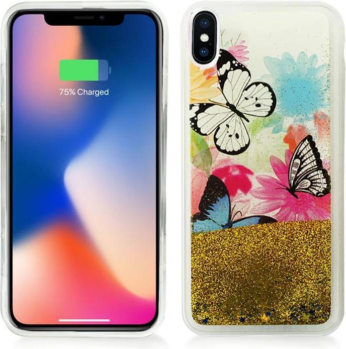 Actual product image Zizo Liquid Glitter Star Case - iPhone X case (butterflies) (Apple iPhone X)