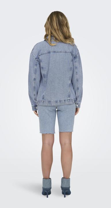Actual product image Only Hood with drawstring Cuffs with button Low-set shoulder Jacket Denim jacket (XS)