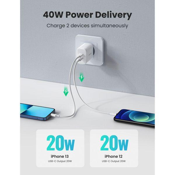 Produktbild Ugreen USB-C+USB-C 40W PD Wall Charger EU (40 W)