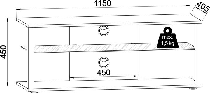Produktbild VCM Holz TV Lowboard Fernsehschrank Rack Konsole Möbel Fernsehtisch Fernseh Phono Glas Folas XL (115 x 41 x 45 cm)