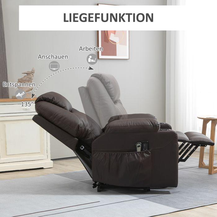 Actual product image Swisshandel24 TV armchair with stand-up aid, with 8 massage points, remote control, 88x99x106cm, brown