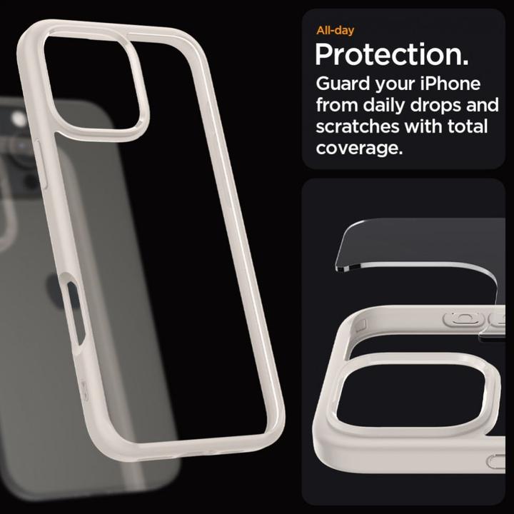Actual product image Spigen Ultra Hybrid iPhone 16 Pro natural titanium/tytanowy ACS08127 (Apple iPhone 16 Pro)