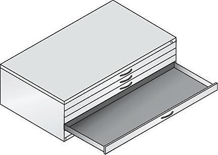 Image du produit C+P Armoire à plans, format A0, 5 tiroirs, hauteur 420 mm, gris clair / jaune