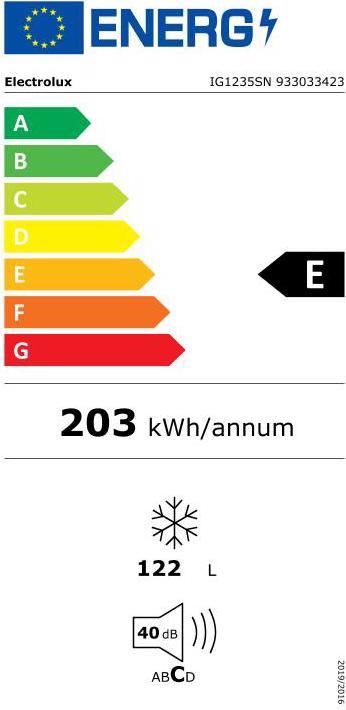 Energie-Label Electrolux IG1235SN (Einbau, 122 l)
