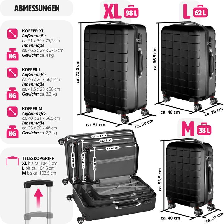 Actual product image tectake Trolley Set of 3 (98 l, M (50 - 90l), L (90 - 115l))