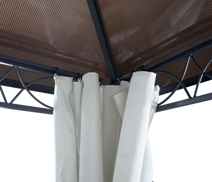 Actual product image Swisshandel24 Hardtop Pergola Garden Pavilion, Plastic Roof Side Wall Alu Light Grey 3x3m - 27113 (300 cm, 300 cm)