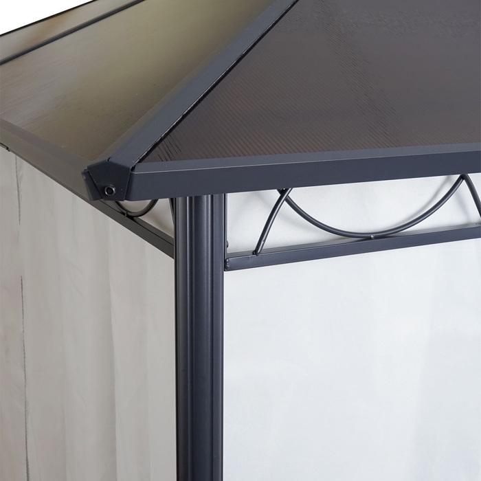 Actual product image Swisshandel24 Hardtop Pergola Garden Pavilion, Plastic Roof Side Wall Alu Light Grey 3x3m - 27113 (300 cm, 300 cm)