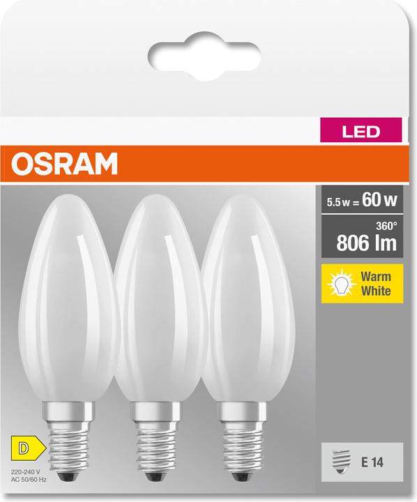 Actual product image Osram Candle (E14, 5.50 W, 806 lm, 3 x, D)