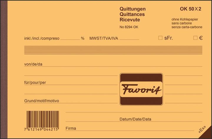 Immagine prodotto Favorit Ricevute del libro autocopiante con carta autocopiante (50 x)