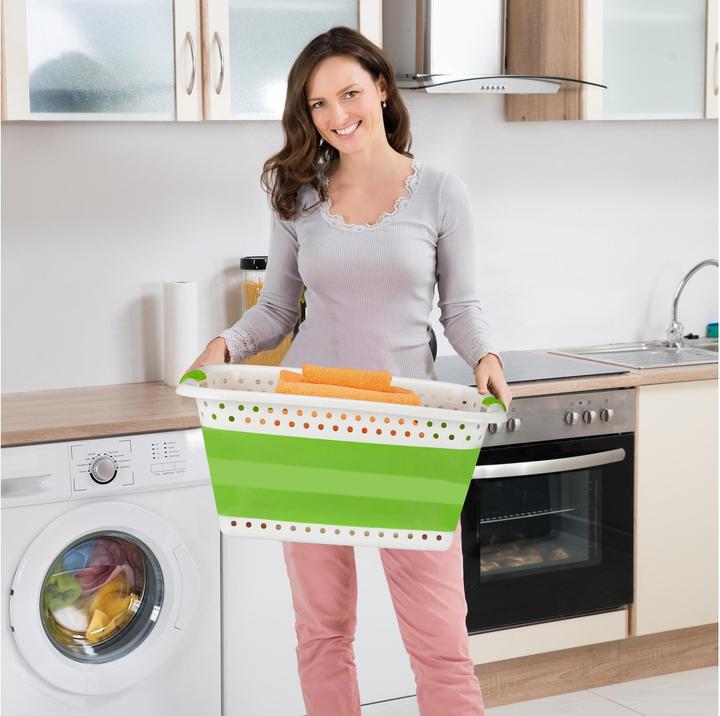 Image du produit Relaxdays Panier à lessive pliable poignées, plastique (50 l)