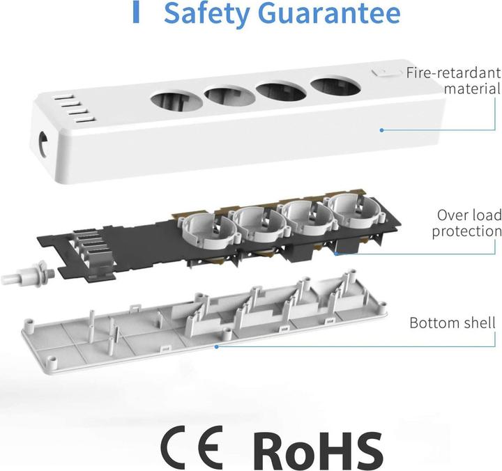 Produktbild Meross Smart Wi-Fi Surge Protector (8 x, USB, Nema-5, 1.80 m)