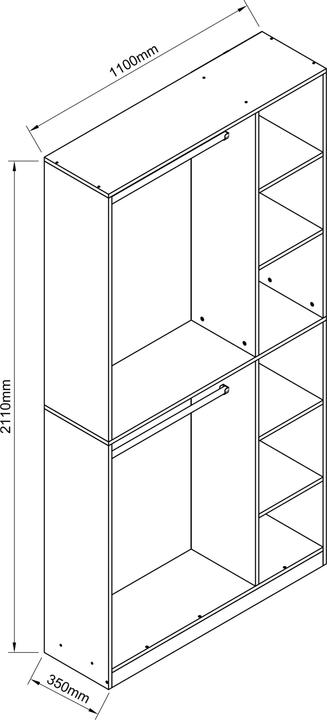 Produktbild VCM Holz begehbarer Kleiderschrank PalosaXL (110 x 35 x 211 cm)