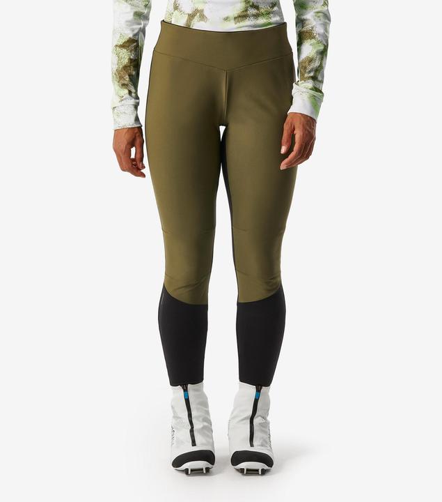Wedze Langlaufhose Tights winddicht Damen, 500 khaki