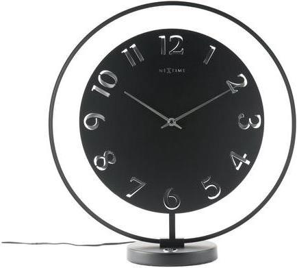 Nextime 5188ZW - Table clock "Ting", integrated light, metal, black, 40 x 40,5 cm