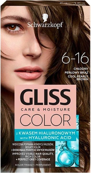 Schwarzkopf Gliss Color Hair Dye 6-16 Cool Pearl Brown (6-16 Cool Pearl Brown)