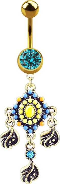 Star Piercing Banane vergoldet mit Anhänger Tribal (Messing, Chirurgenstahl 316L)