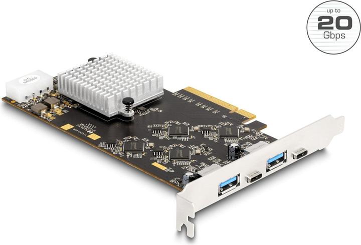 Productafbeelding Delock PCI Express x8 kaart met 2 x USB 20 Gbps USB Type-C™ aansluiting en 2 x USB 5 Gbps Type-A