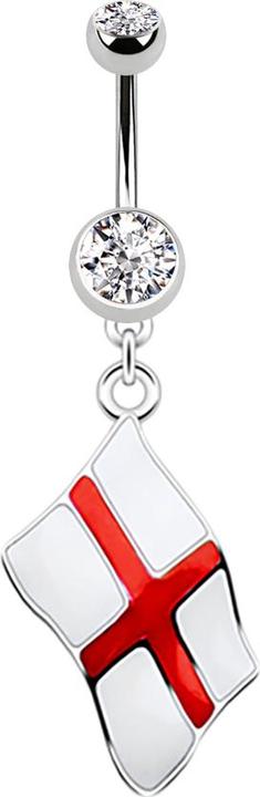 Star Piercing Banane silber mit Anhänger Flagge England (ohne Messing, Chirurgenstahl 316L)