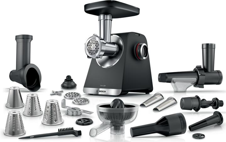 Actual product image Bosch Hausgeräte Serie 6, Fleischwolf, MultiPower Series 6, 2100 W, Schwarz, silver metalic, MFWS682B