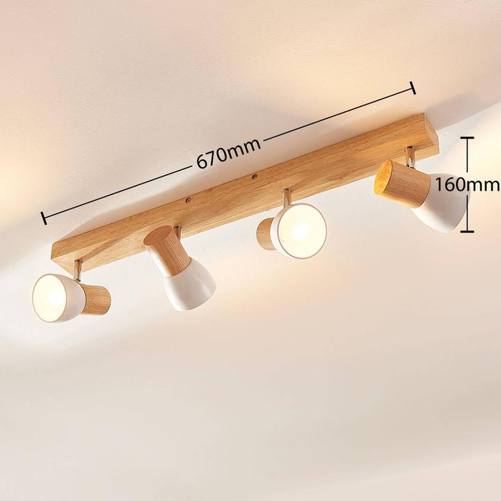 Produktbild Lindby Holz-Deckenlampe Thorin, vierflammig (E14)