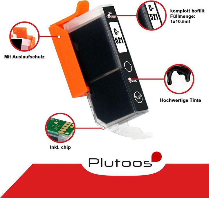 Image du produit Plutoos Cartouche Canon CLI-521 BK XXL compatible, Photoblack (CF)