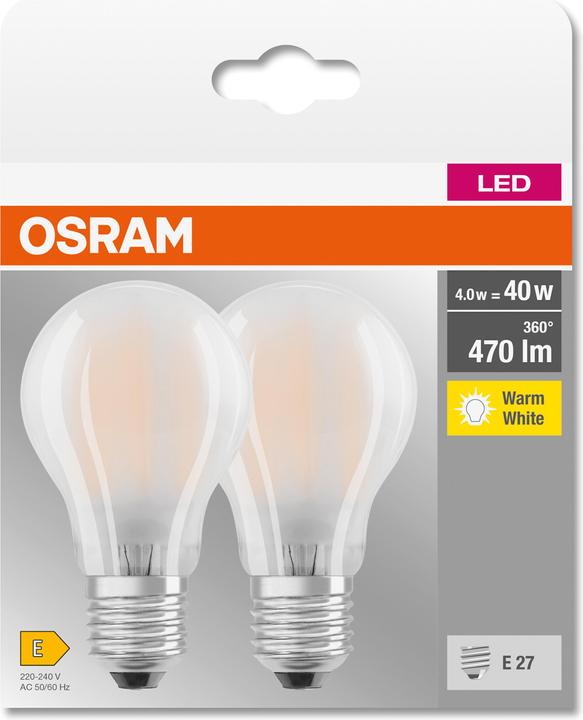 Actual product image Osram 4099854094248 LED EEK E (A - G) E27 Candle shape 4 W = 40 W Warm white (Ø x H) (E27, 4 W, 470 lm, 20 x, E)