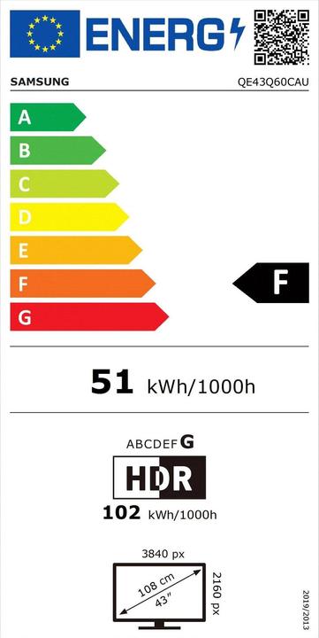 Label énergétique Samsung QE43Q60C (43", Q60C, QLED, 4K, 2023)