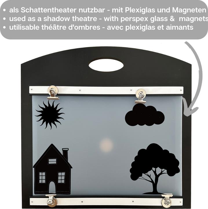 Image du produit Howa 4in1 Théâtre de contes Kamishibai, Théâtre d'ombres, Théâtre de marionnettes en bois pour A3 et A4