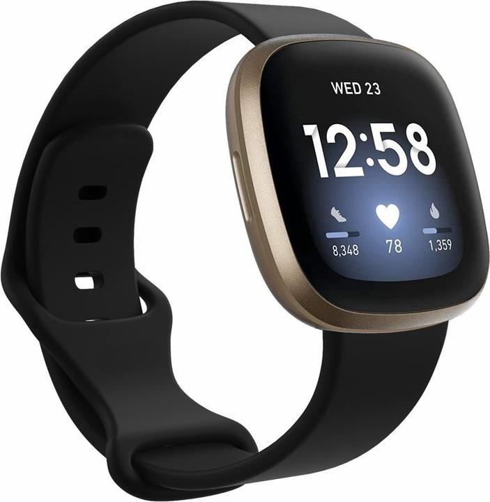 Produktbild Apfelkiste Fitbit Versa 4 / Versa 3 / Sense 2 / Sense Silikon Sport Armband - Schwarz (Silikon)