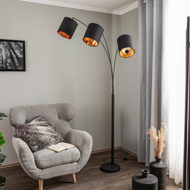 Image du produit Lindby Nanika lampadaire, noir/or (E27)