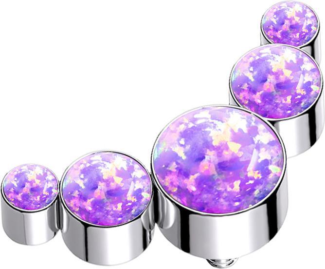 Star Piercing Dermal Anchor silber fünf Opale violett (ohne Messing, Titan G23)
