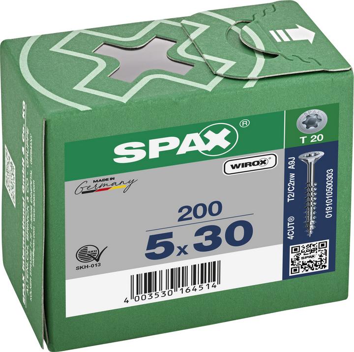 Produktbild Spax Universalschraube, T-STAR plus, Senkkopf, Wirox, Teilgewinde, 5,0 x 30 mm (200 Schrauben pro Stück)