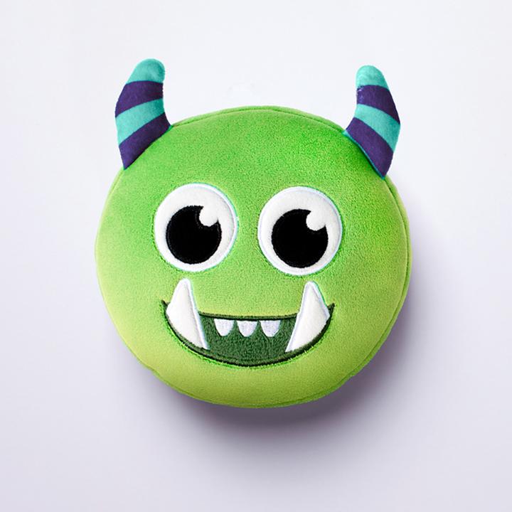 Immagine prodotto Puckator Relaxeazzz Cuscino da viaggio rotondo in peluche verde Monstarz Monster con maschera per gli occhi (Copertina del passaporto)