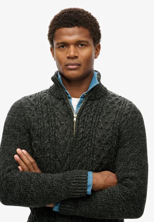 Immagine prodotto Superdry Jacob Zopfmusterpullover mit halblangem Reissverschluss (L)