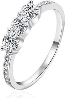 Produktbild Agato - Silver ring with sparkling zircons AGT-R39W - Circuit: 52 mm (52)