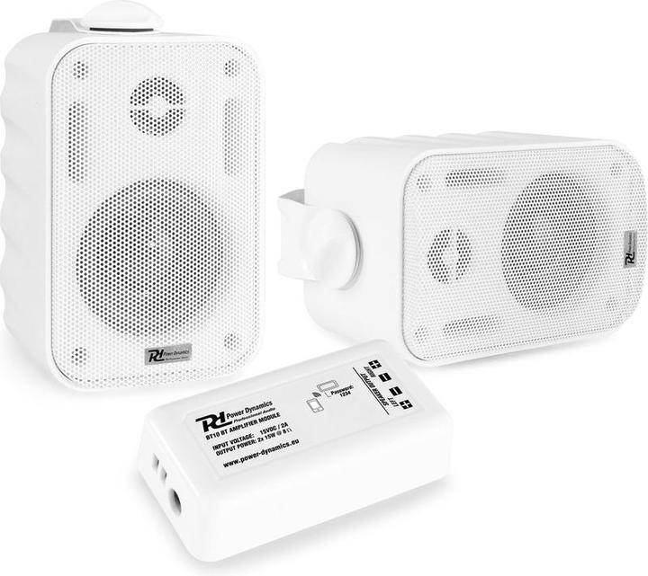 Produktbild Power Dynamics Aussenlautsprecher - BT10 -Verstärker mit Bluetooth und 3 " weissen Lautsprechern
