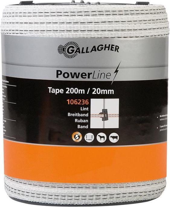Produktbild Gallagher Kunststoffband weiss schwarz 20 mm x 200 m
