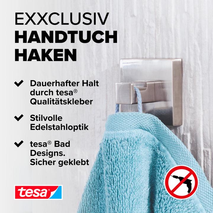 Image du produit tesa Crochet pour serviette EXXCLUSIV avec solution adhésive sans perçage