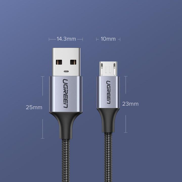 Produktbild Ugreen MicroUSB USB Nylon Aluminium (1 m, USB 2.0)