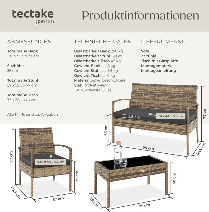 Produktbild tectake Rattan Sitzgruppe