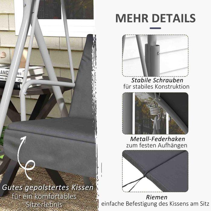 Produktbild Swisshandel24 Hollywoodschaukel 2-Sitzer mit Tablett, bis 180 kg Belastbar, Balkon, Schwarz