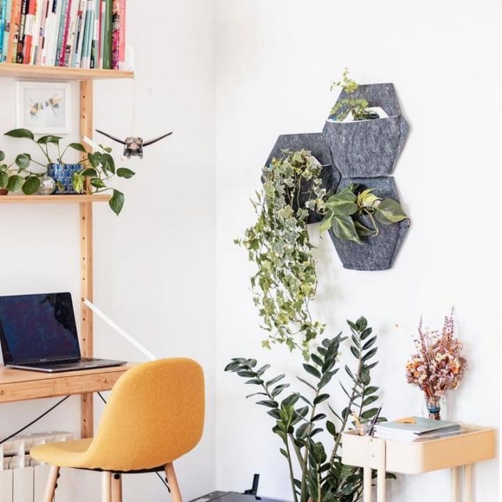 Actual product image CitySens 3 Pack Wall Planters white planter gray textile cover (10 cm)