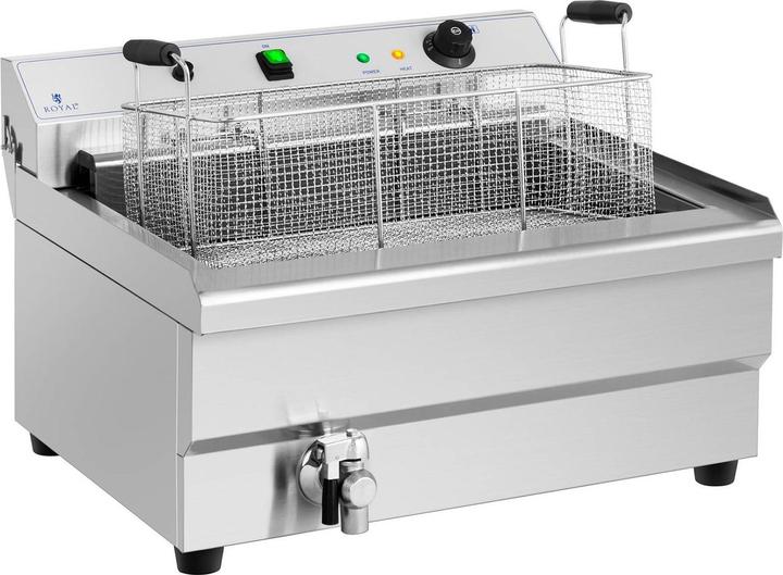 Produktbild Royal Catering Fettbackgerät Edelstahl Friteuse Fritteuse Fritöse Kaltzone Ablage 9000 W 30 L
